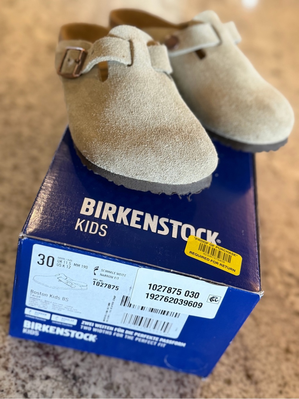 Birkenstock Kids Boston Suede Clog - Taupe